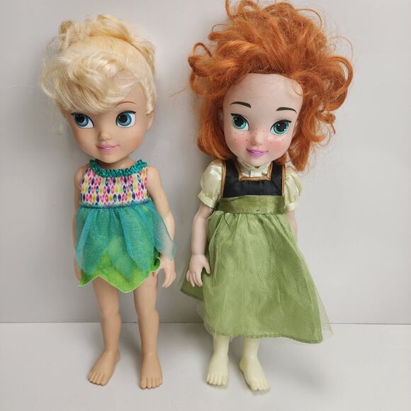Disney Store Animators Princess Toddler 16" Frozen Anna & Tinkerbell Dolls - Picture 1 of 10